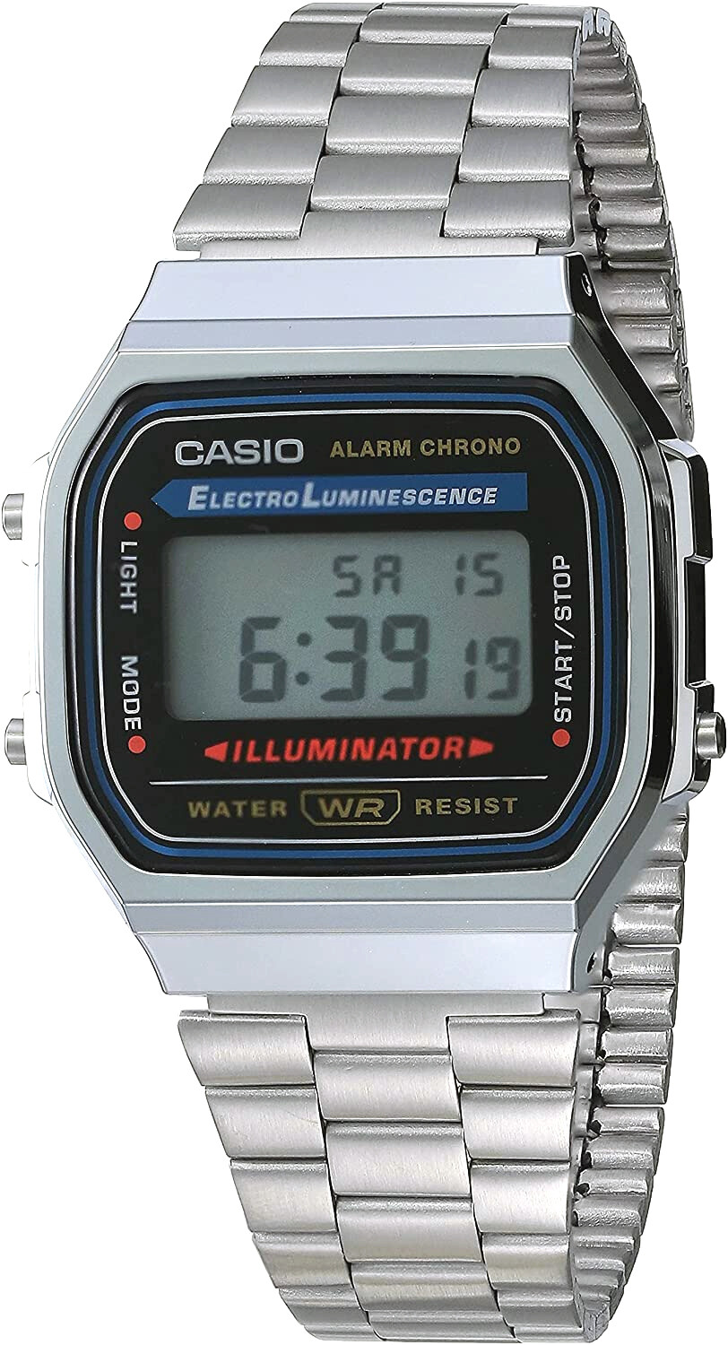 Casio A168W-1 Men’s Vintage Metal Band Illuminator Chronograph Alarm Watch