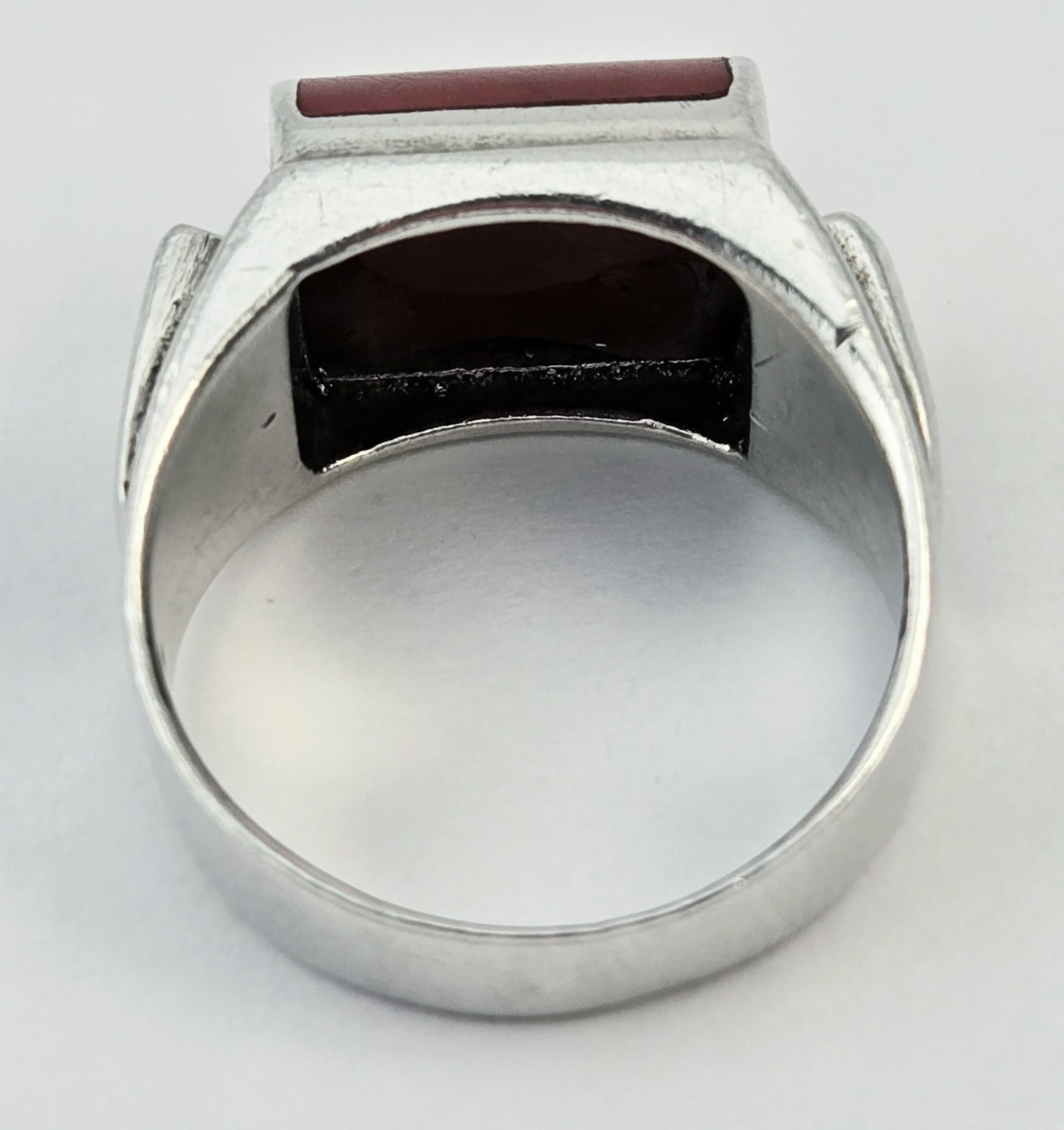 Vintage Sterling Silver Red Gemstone Ring Rectangular Cabochon Size 7 – 6.6g
