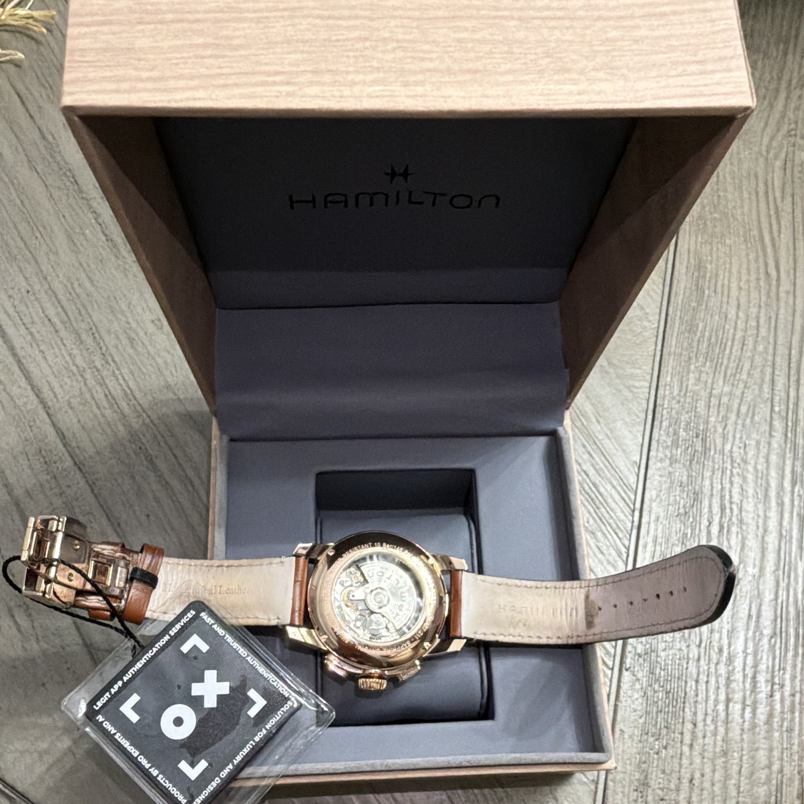 Hamilton Railroad Auto Chronograph 42mm RoseGold Steel Brown Leather Box