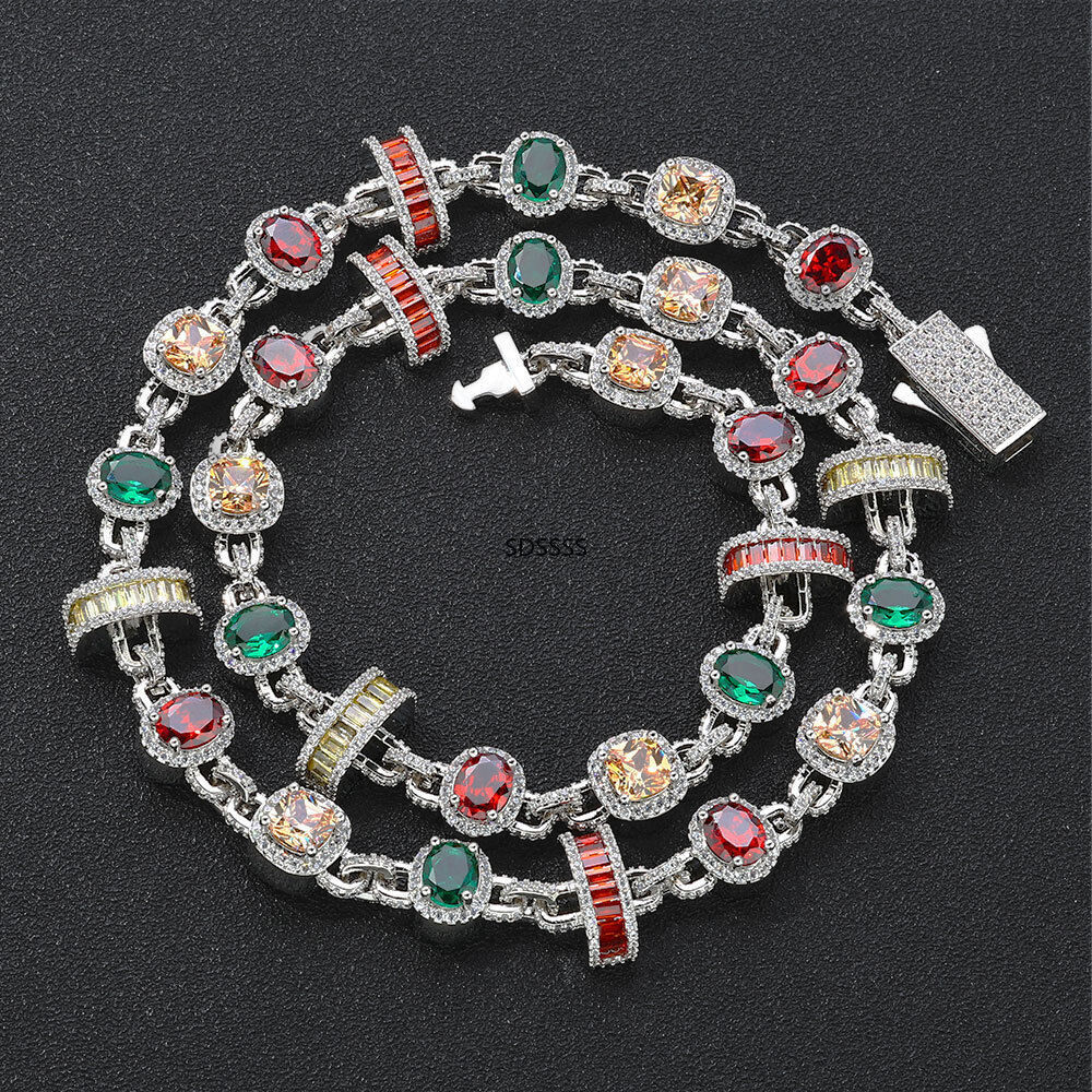 Jewelry Men Women Gift Hip Hop Tennis Chain Necklaces Bracelet Colorful
