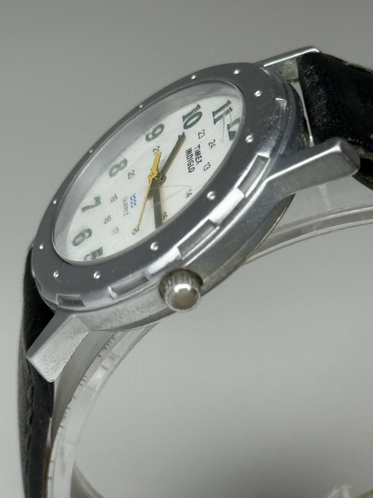 Vintage Timex Indiglo Quartz Backlit Military Style Wrist Watch 32mm 9” – Works