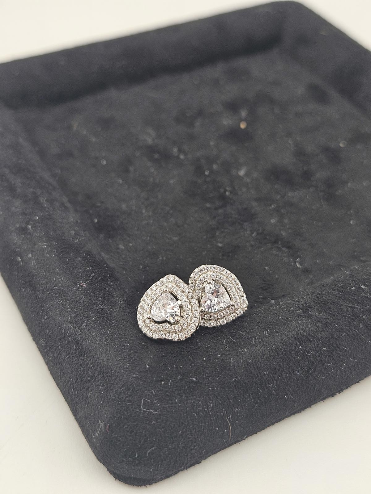 10.9mm Heart Shaped Sterling Silver Moissanite Stud Earring, Screwbacks
