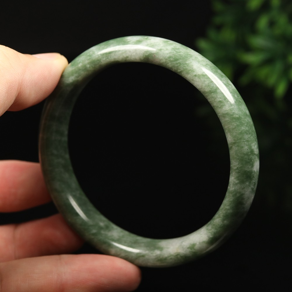 63mm Grade A 100% Natural Green Jade Bangle Bracelet Women’s Bracelet 33888