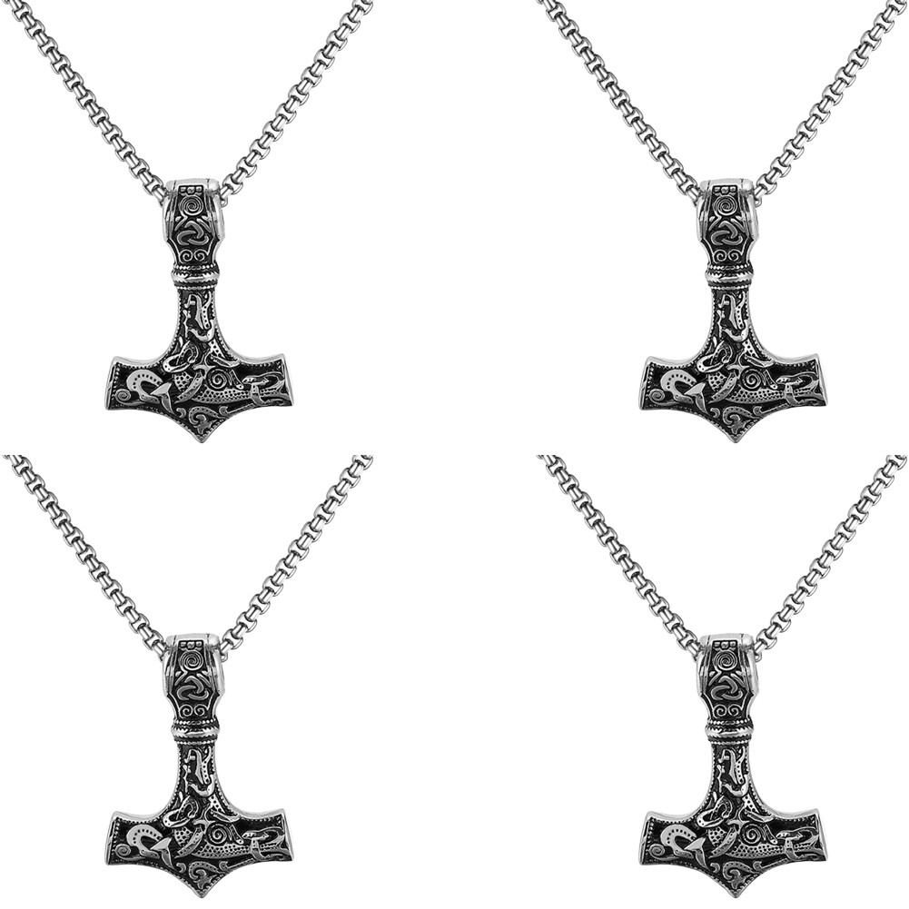 US Men Stainless Steel Norse Viking Thors Hammer Mjolnir Pendant Necklace