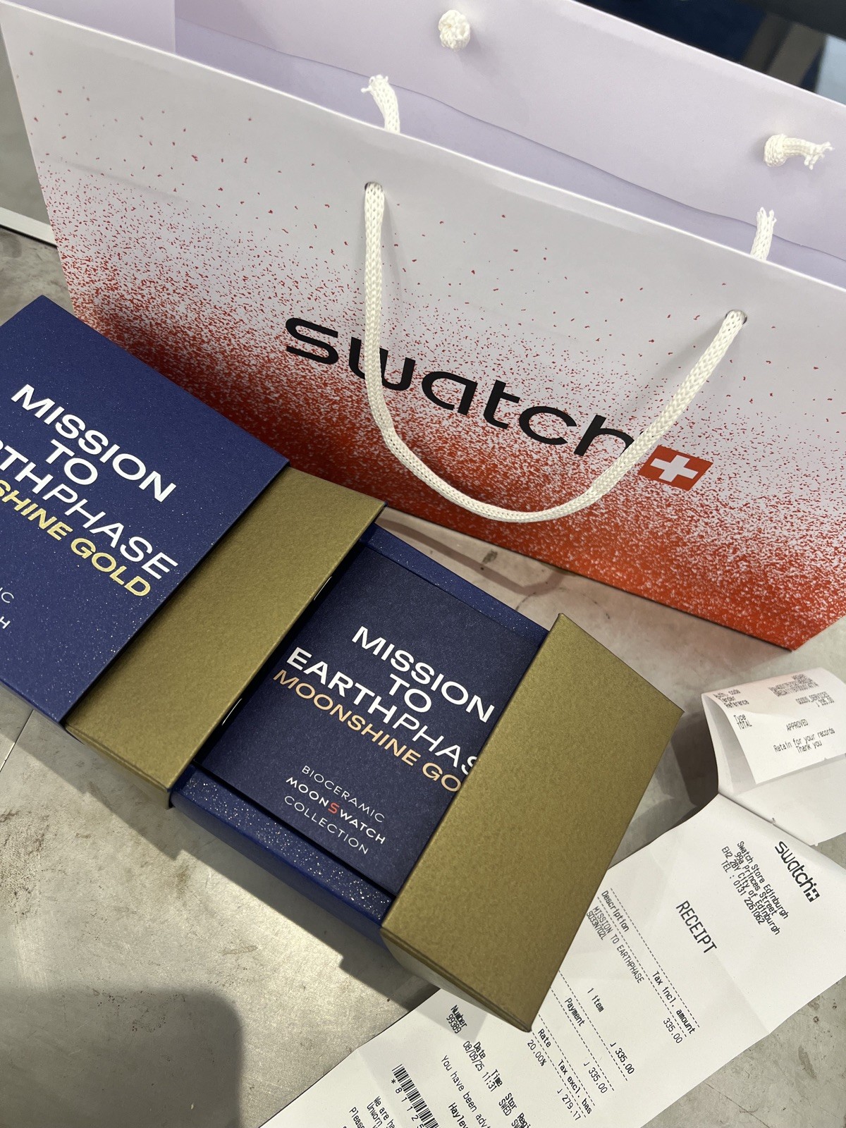 SWATCH X OMEGA MOONSWATCH MISSION TO EARTHPHASE MOONSHINE GOLD – HARVEST MOON✅