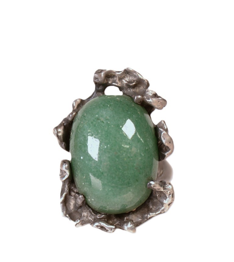 Mexico Taxco Jade Ring Mid 20th Century 7.5″ Hand Crafted