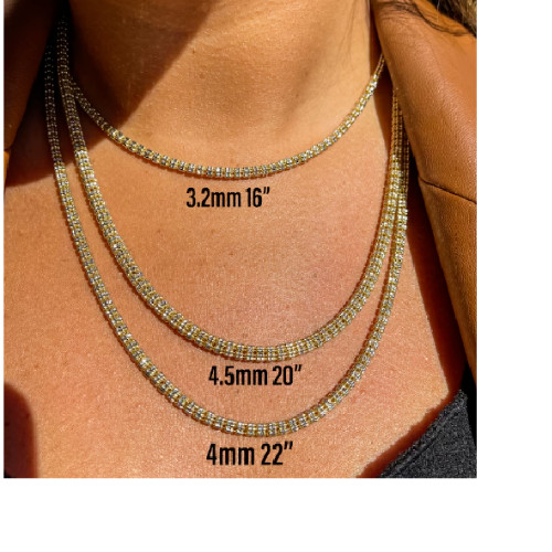 10k Two Tone Gold 20″ 2.7MM Sparkle Ice Link Chain Necklace Iced Rope 9 Grams