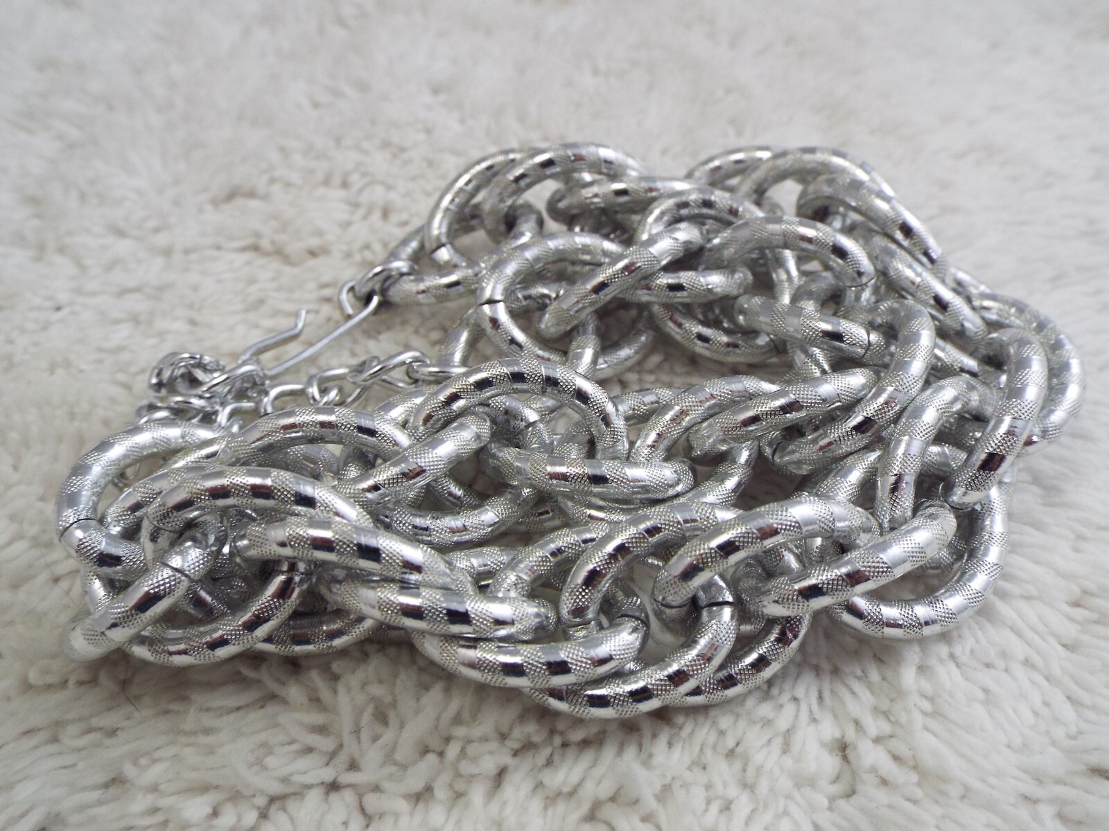 Stripe Etched Silvertone Aluminum Chain Necklace (F24)