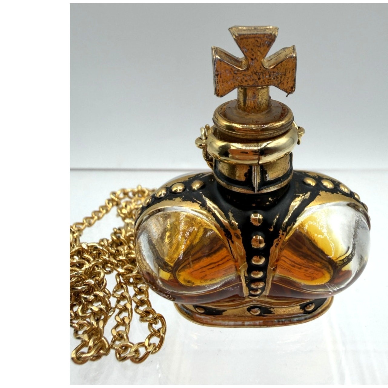 Vintage Prince Matchabelli-Wind Song Mini Crown Perfume Bottle Pendant/Necklace