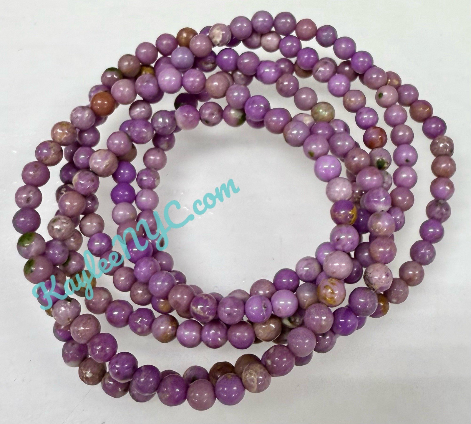 Wholesale Lot 6 Pcs Natural Phosphosiderite 5mm Crystal Stretch Bracelet 7.5”
