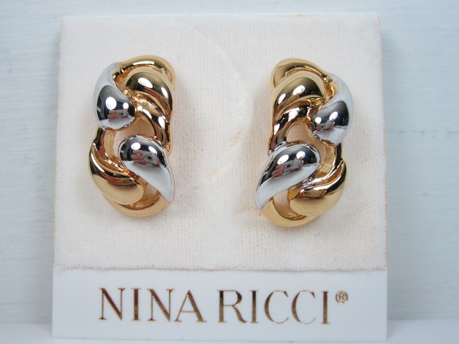 Nina Ricci Gold & Rhodium Plated Pierced Earrings – 8282