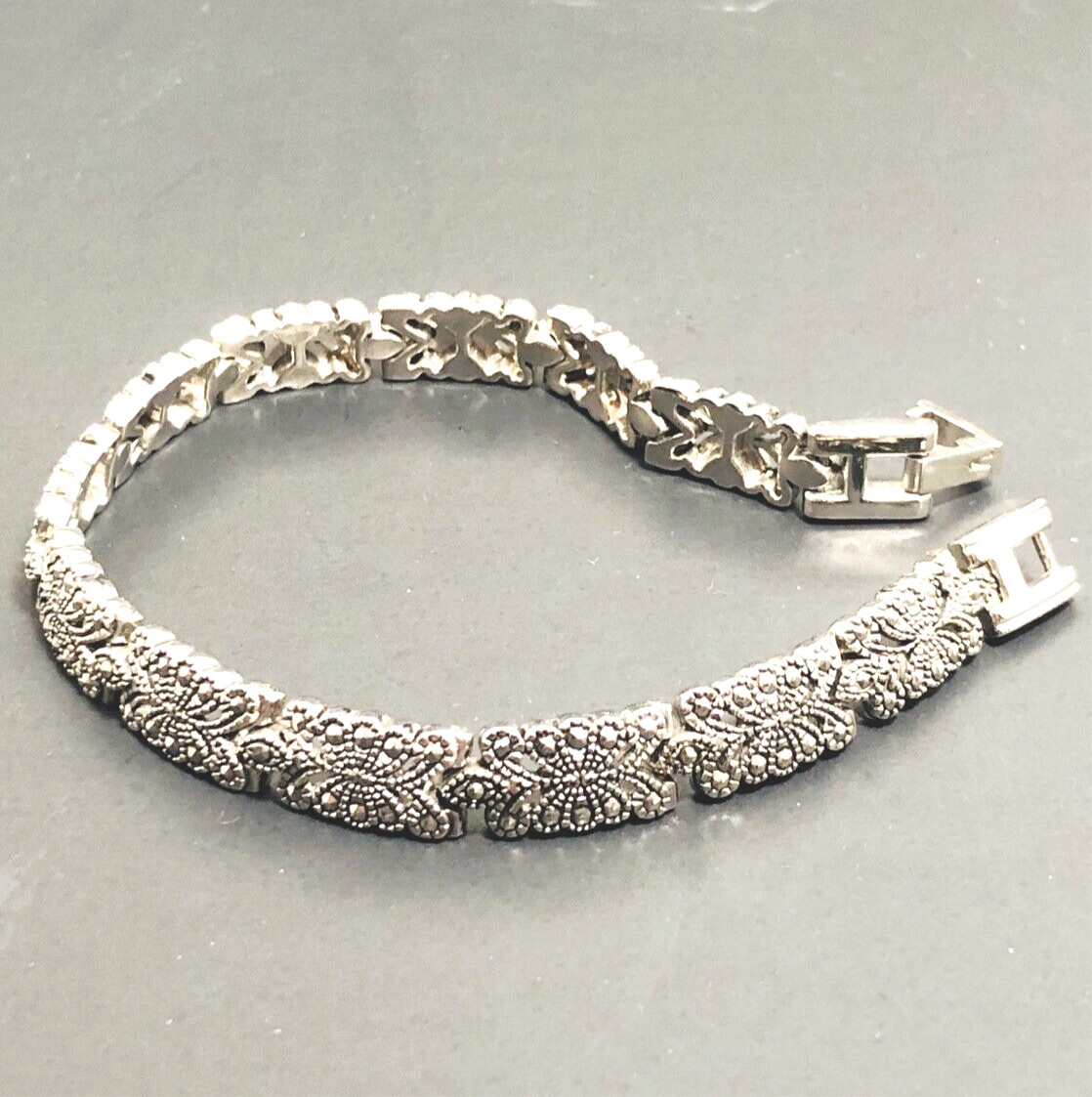 Marcacite Gemstone Bracelet Silver-Tone Vivani Classic Casual Formal 8″