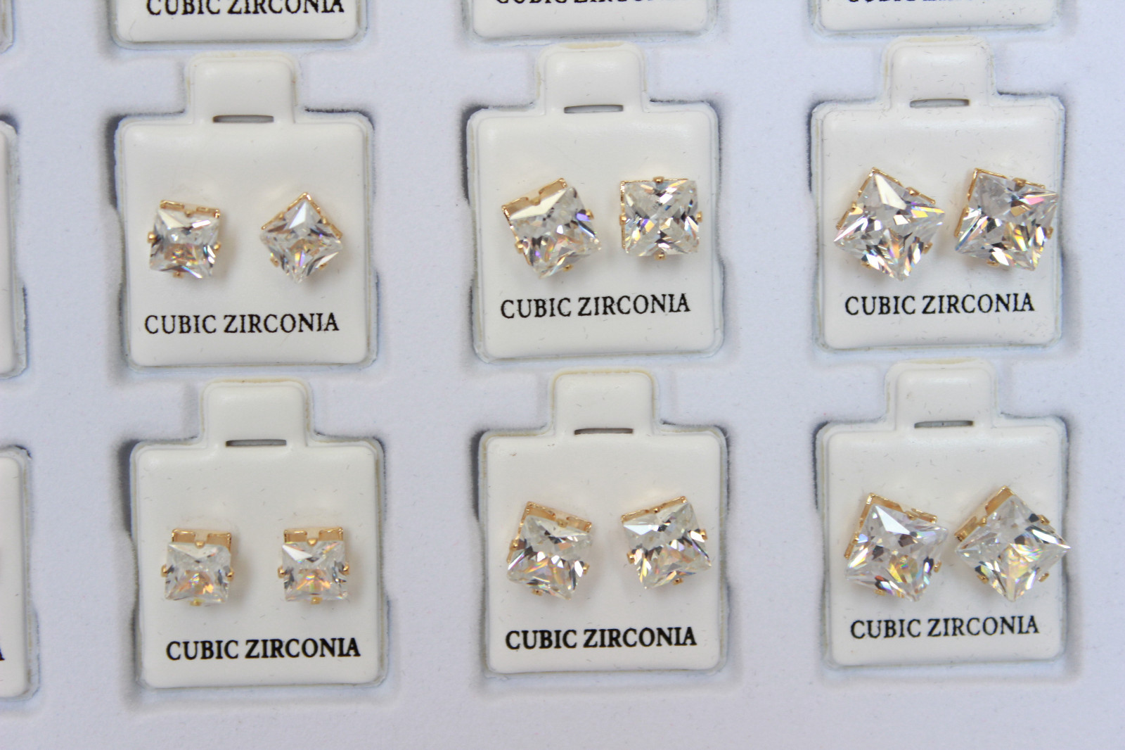 Wholesale Lot 36pcs Cubic Zirconia CZ Earrings Wedding Square Stud GOLD Jewelry