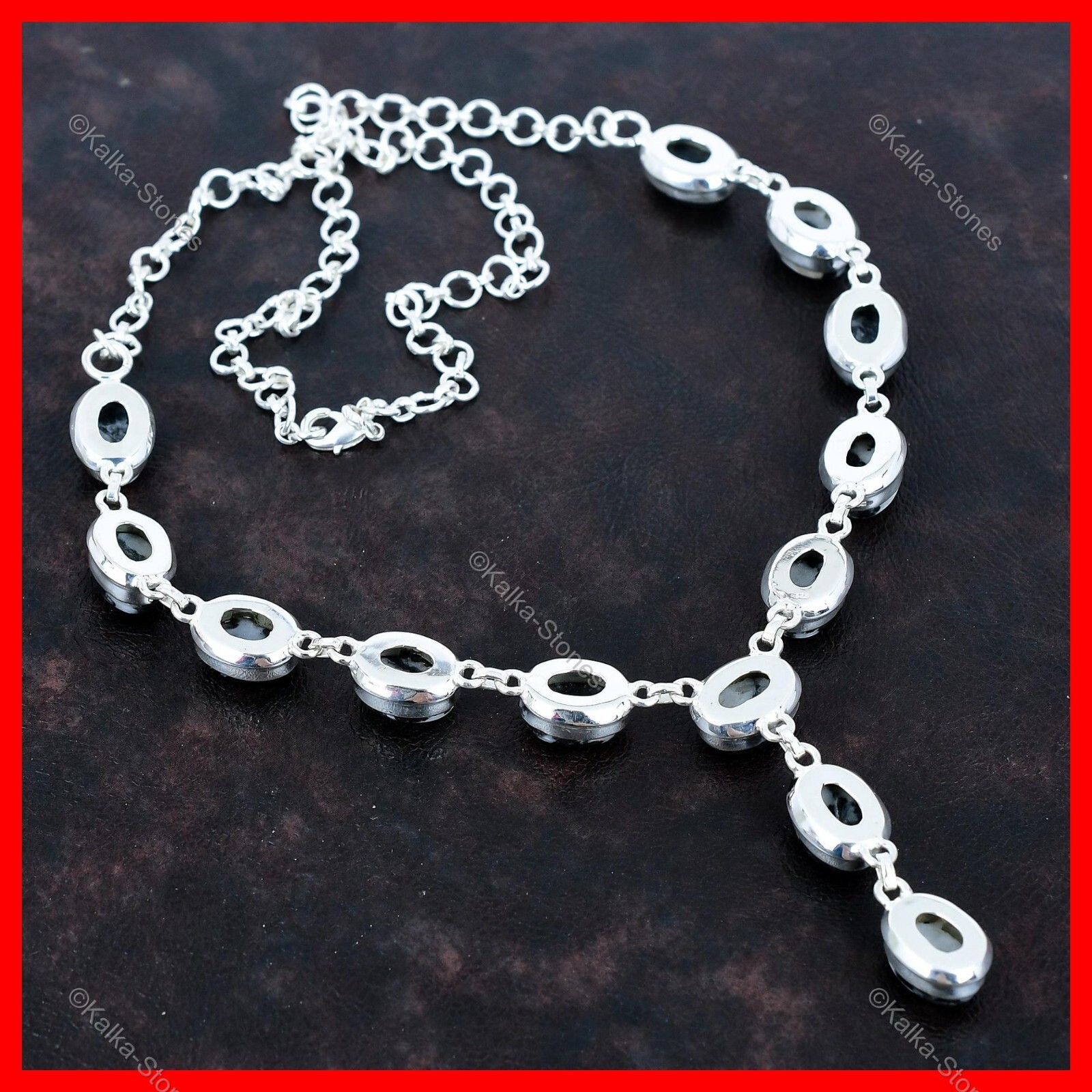 Oval White Buffalo Turquoise Stone Boho Chain Bezel Necklace Jewelry 925 Silver