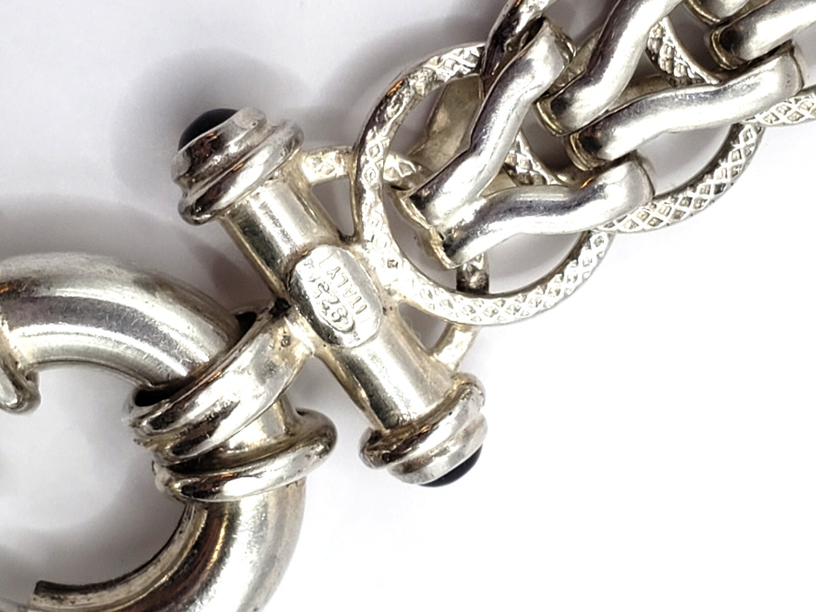 Foxtail Chunky Link Bracelet with Blue Spinel 925 Sterling Silver