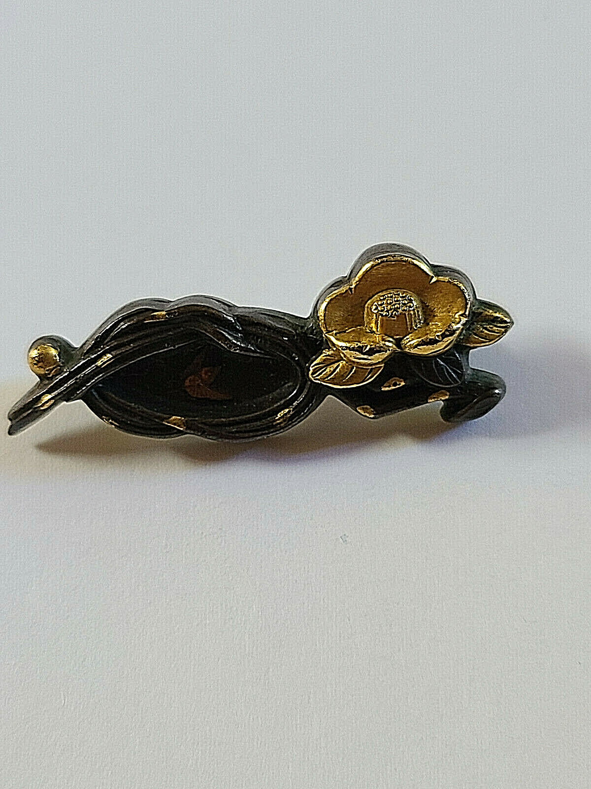 Antique Shakudo Mixed Metal Brooch Pin
