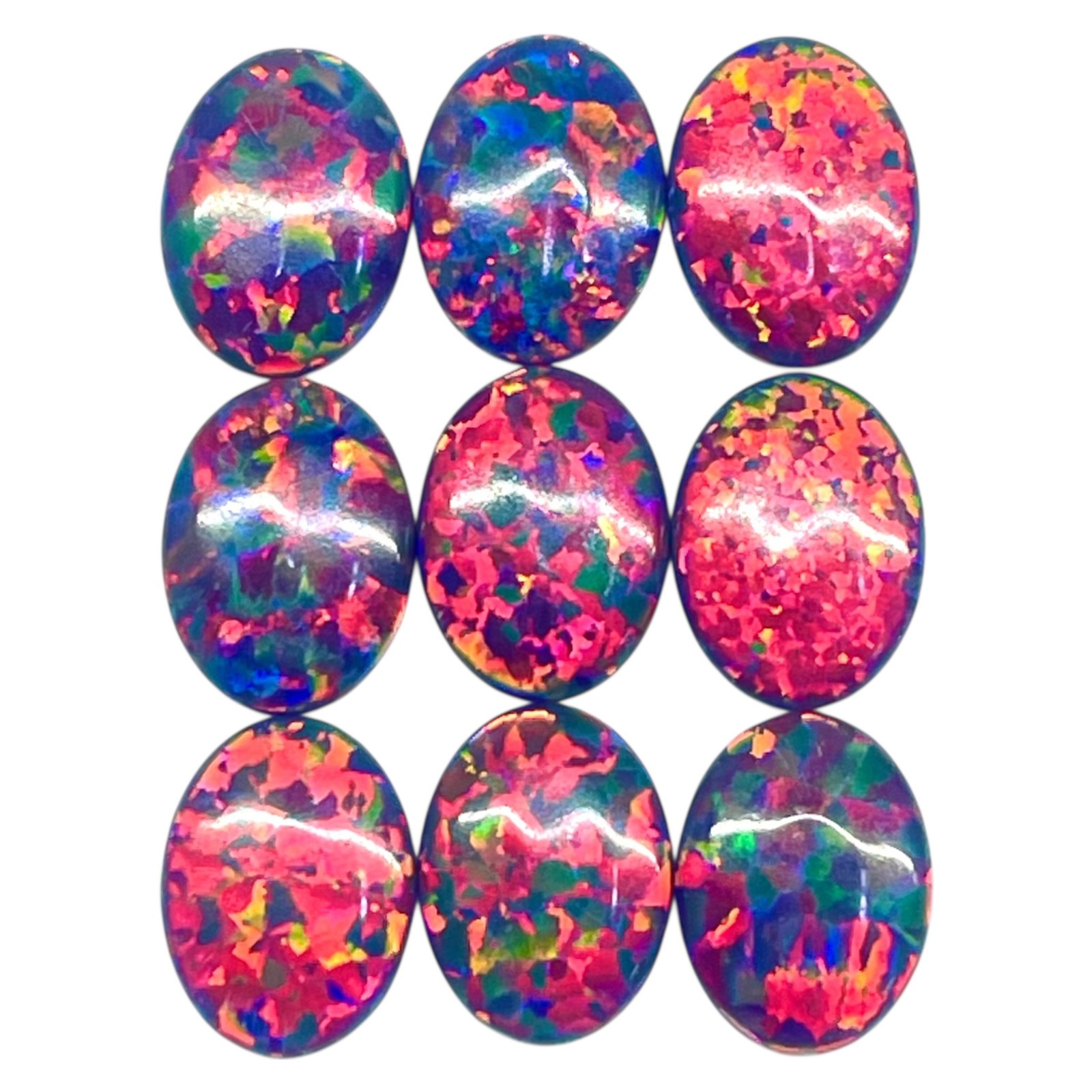 5 Pcs Australian Black Opal 8x6mm Oval Cabochon AAA Lab Created Gemstones Lot