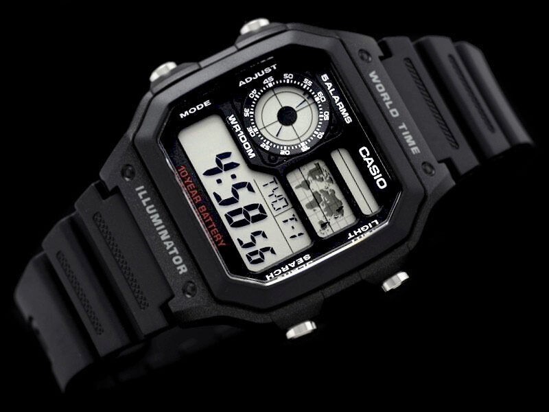 Casio AE1200WH-1AV, World Time Watch, Chronograph, 5 Alarms, 10 Year Battery