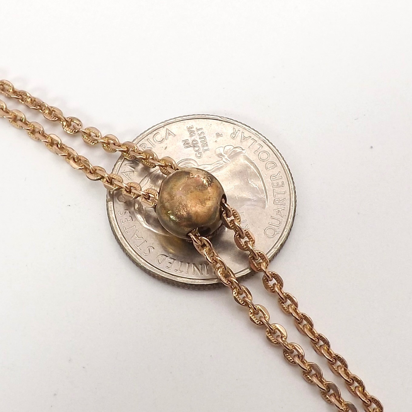 10k Gold Filled Pearl Cable Link Ladies Pocket Watch Chain Necklace 48in 14gr