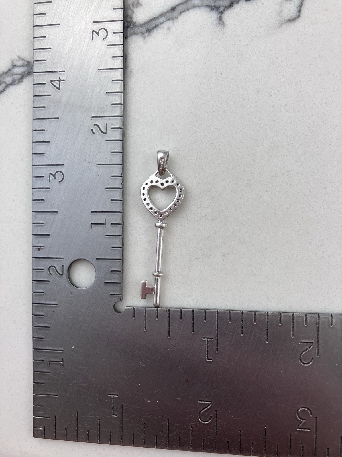 925 Sterling Silver C Z Key To My Heart Pendant