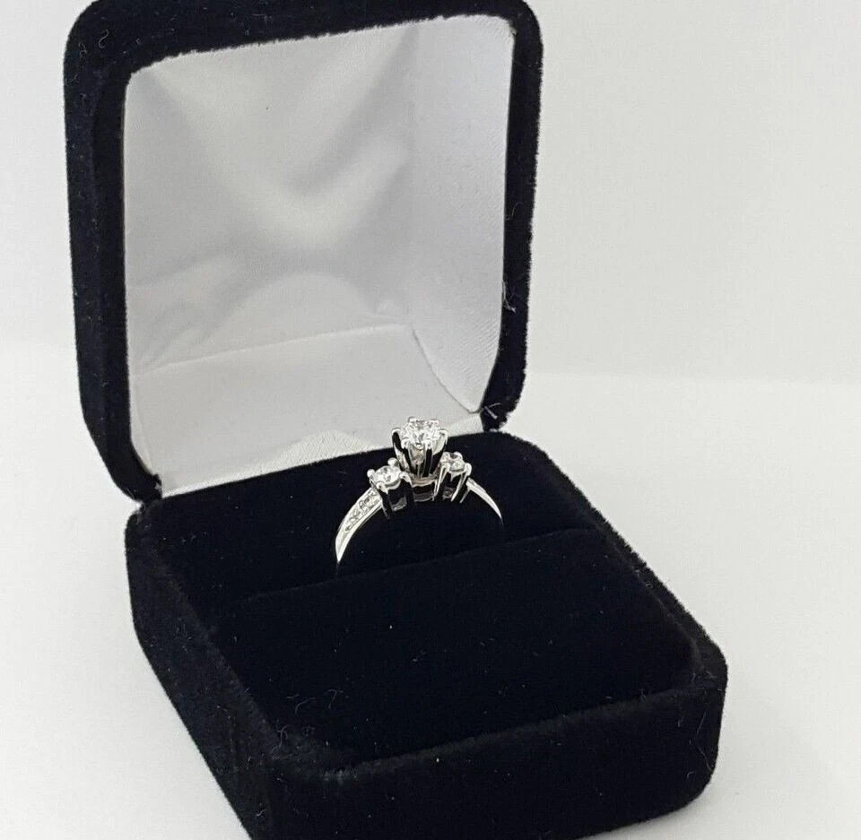 2.00 Ct Round lab created Diamond Three Stone Engagement Ring 14K White Fn