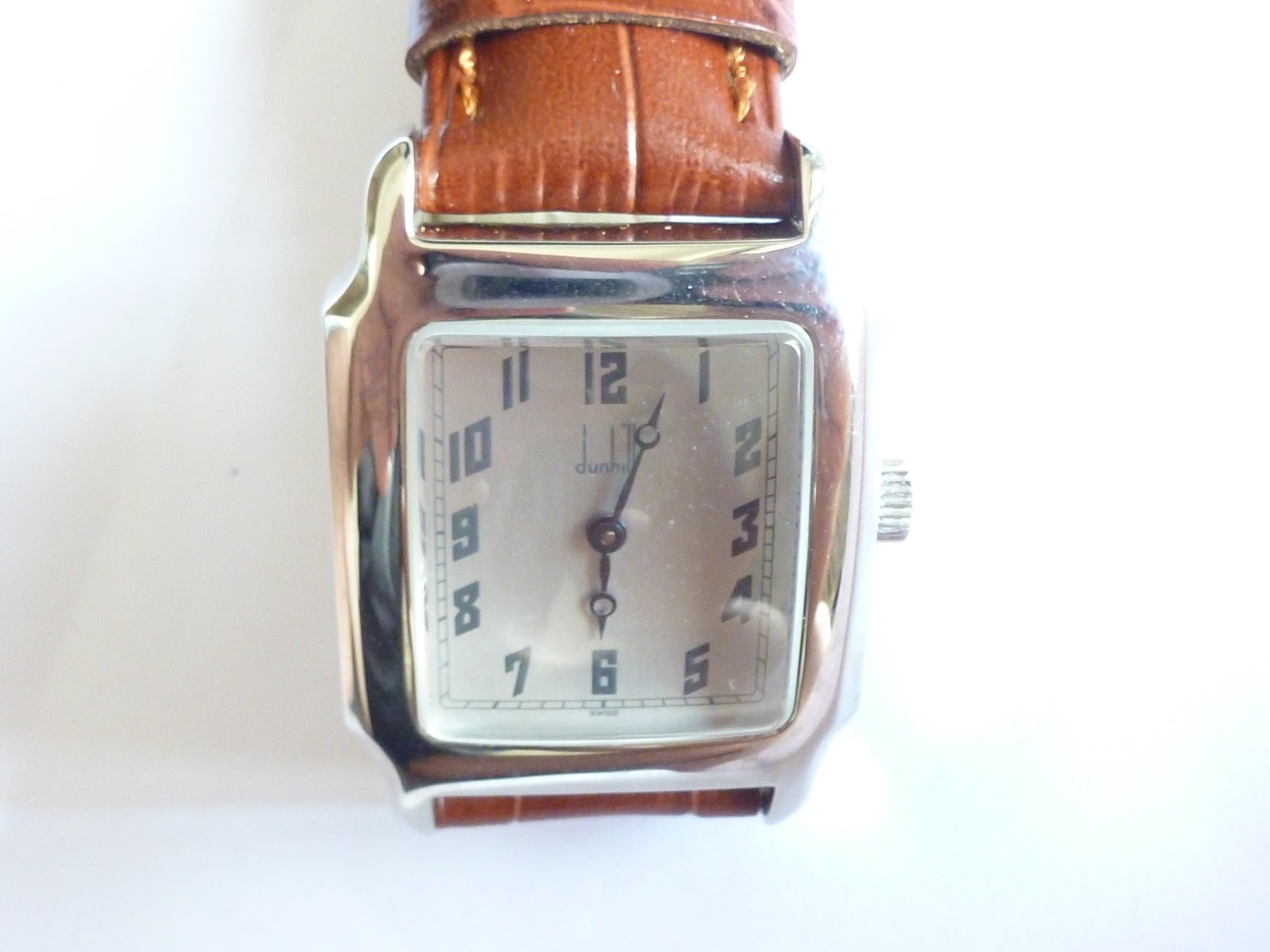 Vintage NOS DUNHILL Men’s Rectangular Steel Wristwatch Manual ETA 28mm x 39mm