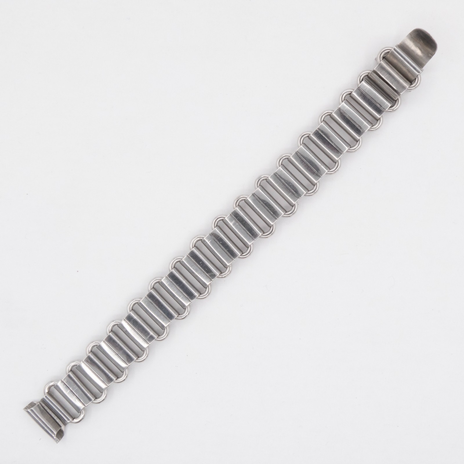 Vintage 14.7 mm Silvertone Ladder Style Wristwatch Bracelet