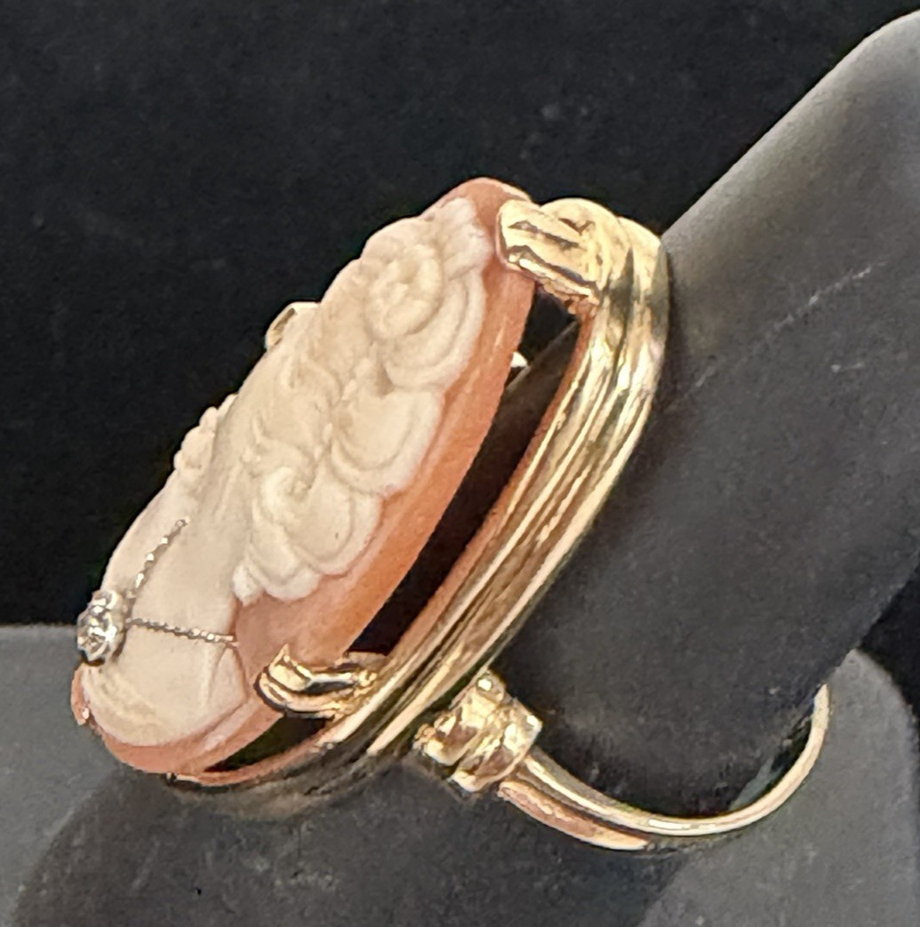 14k Yellow Gold Size 6.5 Vint Cameo Ring 7.0g 2.65mm 32.69mm x 18.50mm x 7.7mm