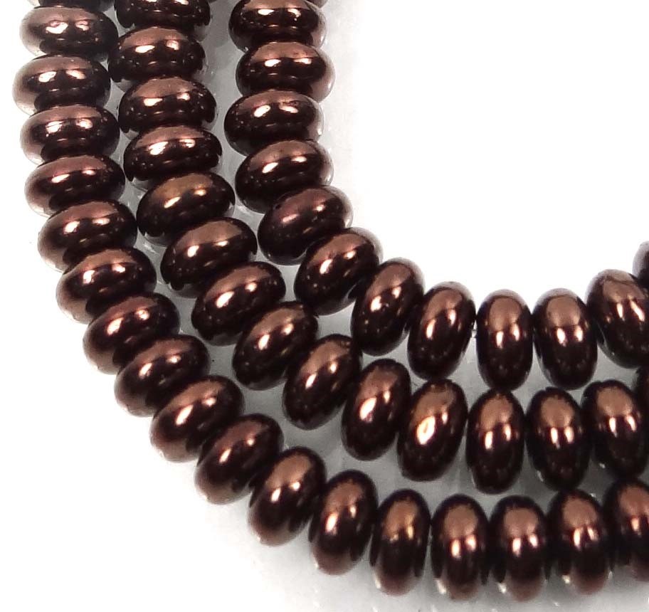 50 Czech Glass Rondelle Beads – Dark Bronze 4x2mm