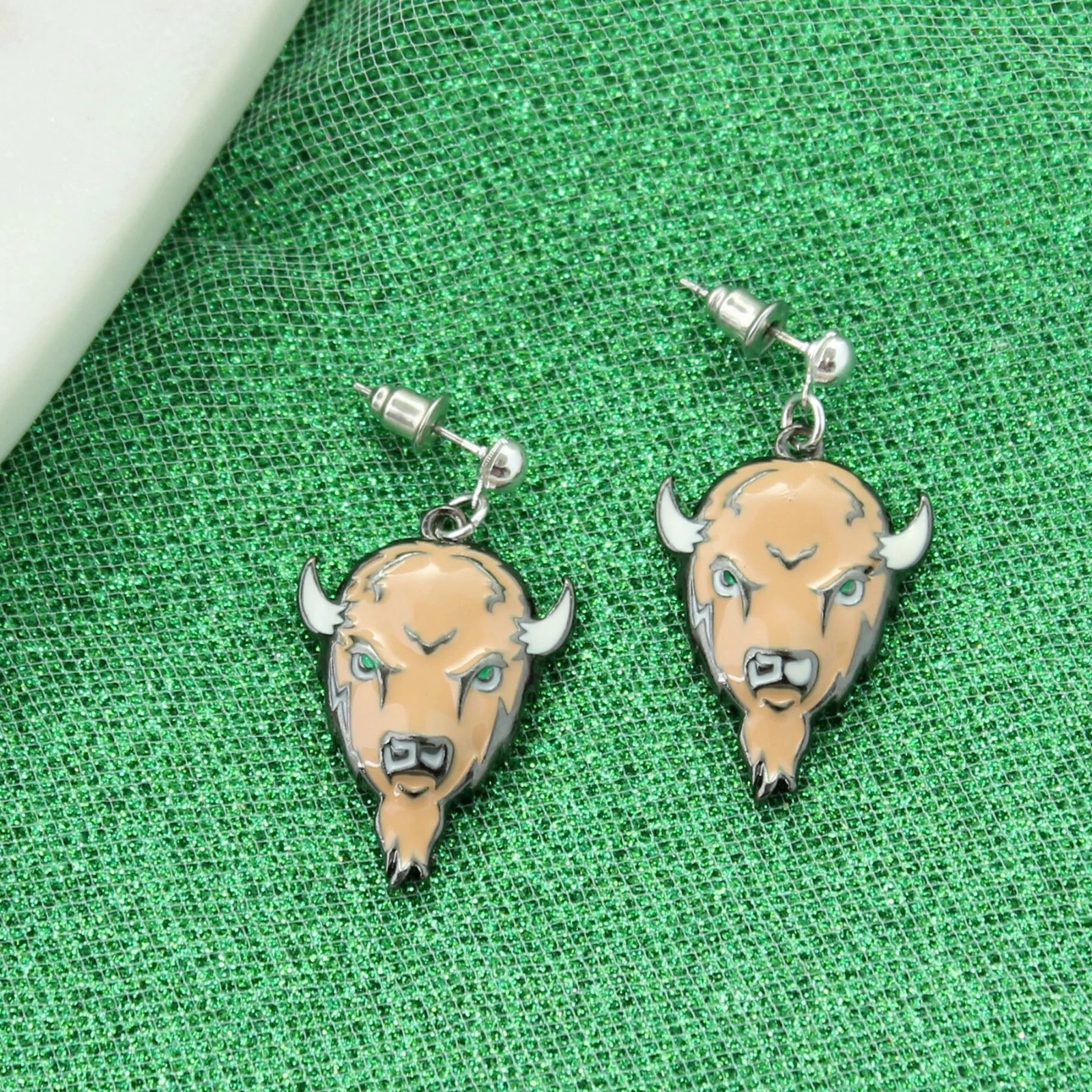 Marshall University MU Marco Bison Post EARRINGS Thundering Herd Enamel Jewelry