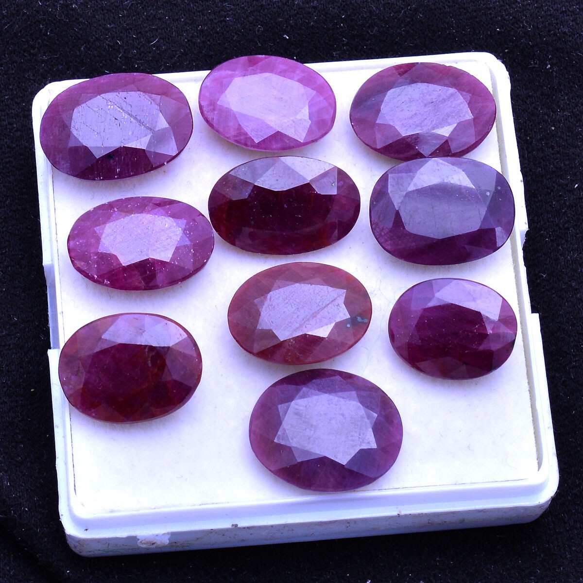 10 Pcs Natural Ruby 13.20mm-16.10mm Oval Cut Gorgeous Red Untreated Gemstones