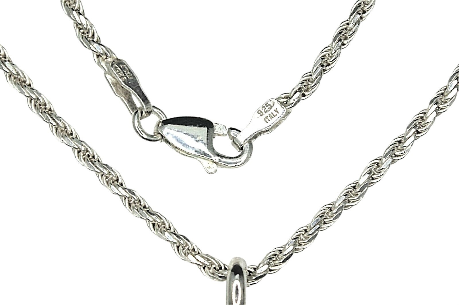 Sterling Silver 925 Abstract Pendant Necklace 20-Inch Rope Chain Stamped Donna P