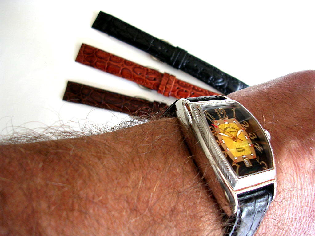 18mm Black Open End Alligator Calf watch band Wire Lugs IW SUISSE 16 17 19 20mm