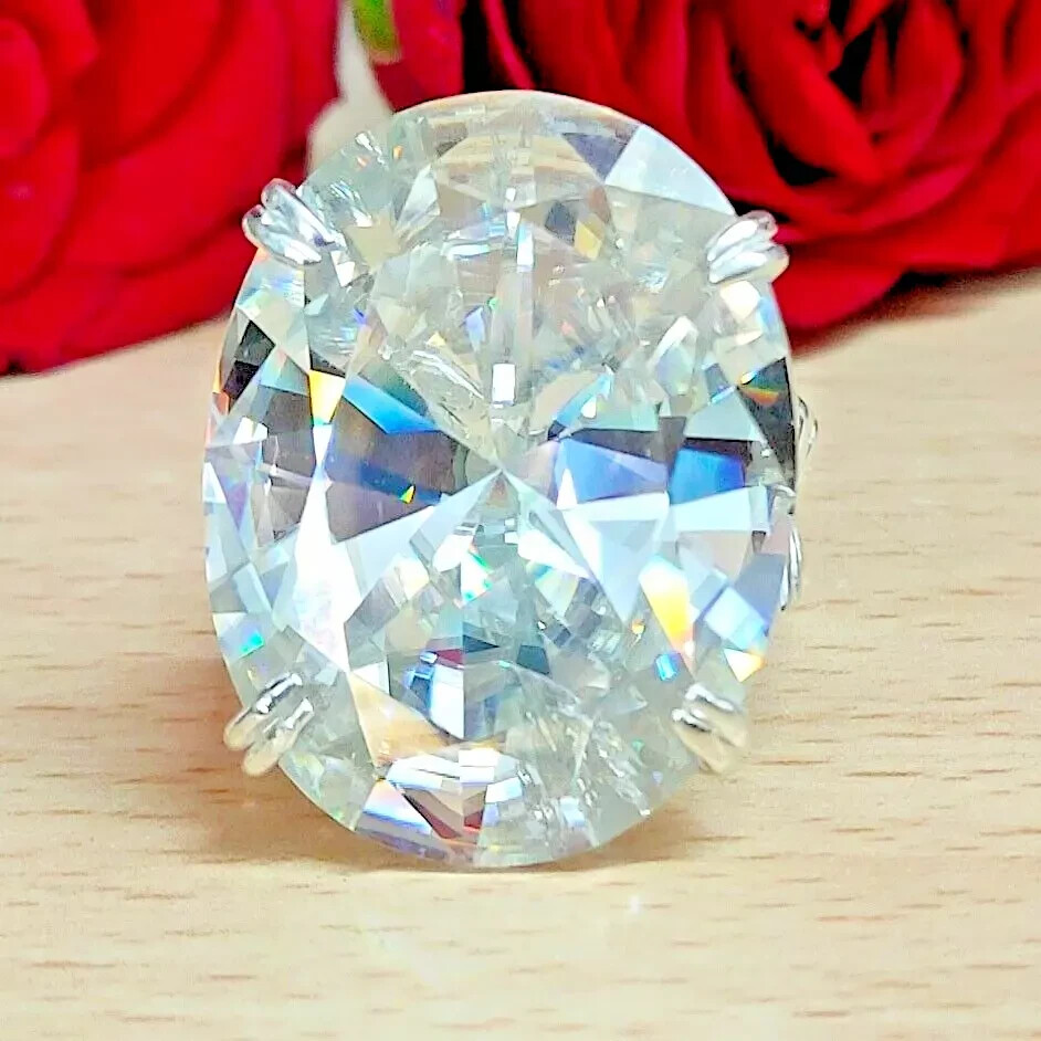 RARE 12.00 Ct Treated Off White Diamond Solitaire Ring In 925 Silver. Certified