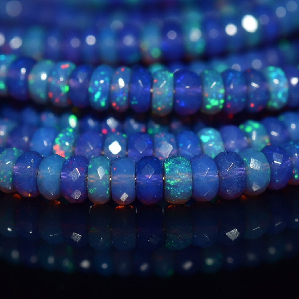 Ethiopian Blue Opal Beads Strand 4-5mm Faceted Rondelle Gemstone 8 Inch