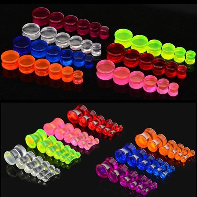 1x 2mm-20mm Acrylic Solid Ear plug Stretcher Tunnel Expander Earring Transparent