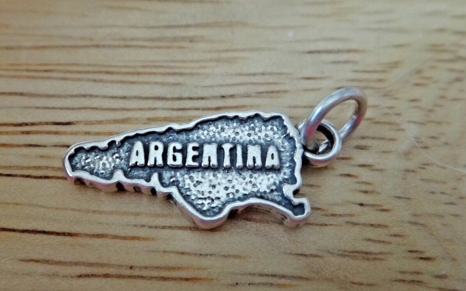 Sterling Silver 22x10mm Shape of Country Argentina Charm