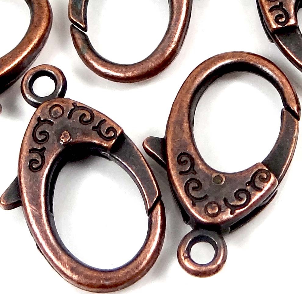 31x18mm X- Large Antique Copper Pewter Lobster Claw Clasps (4)