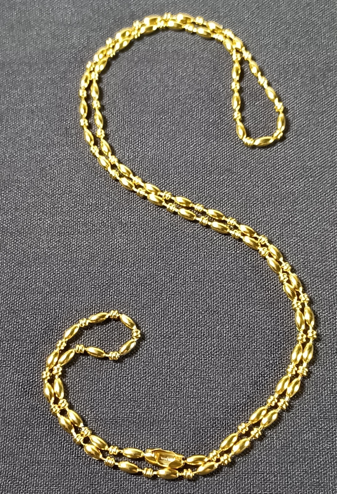 Gold Stainless Steel Rice & 2 Smashed Beads Military Dog Tag Chain or Necklace