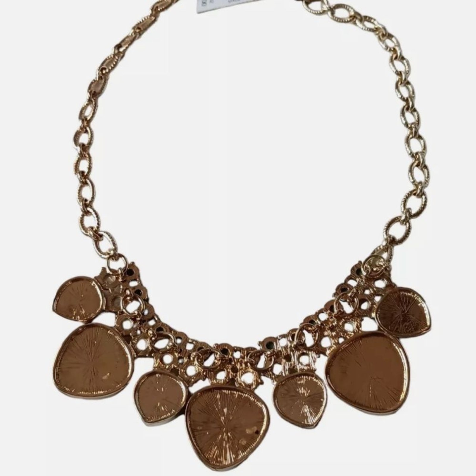 NEW White House black market textured goldtone link black turquoise necklace