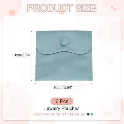 Velvet Jewelry Pouches, 6 Pcs Jewelry Packaging Gift Bags (4″x4″) Blue/Gray