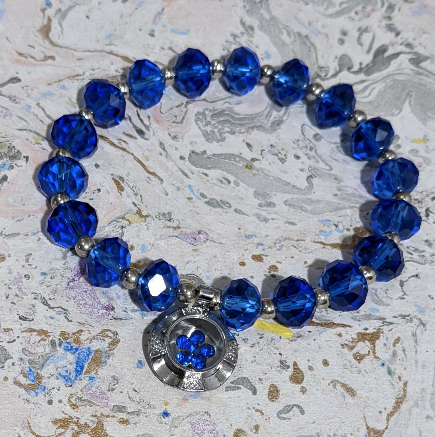 Birthstone Bracelet Blue Bracelet for Women Beaded Stretch September