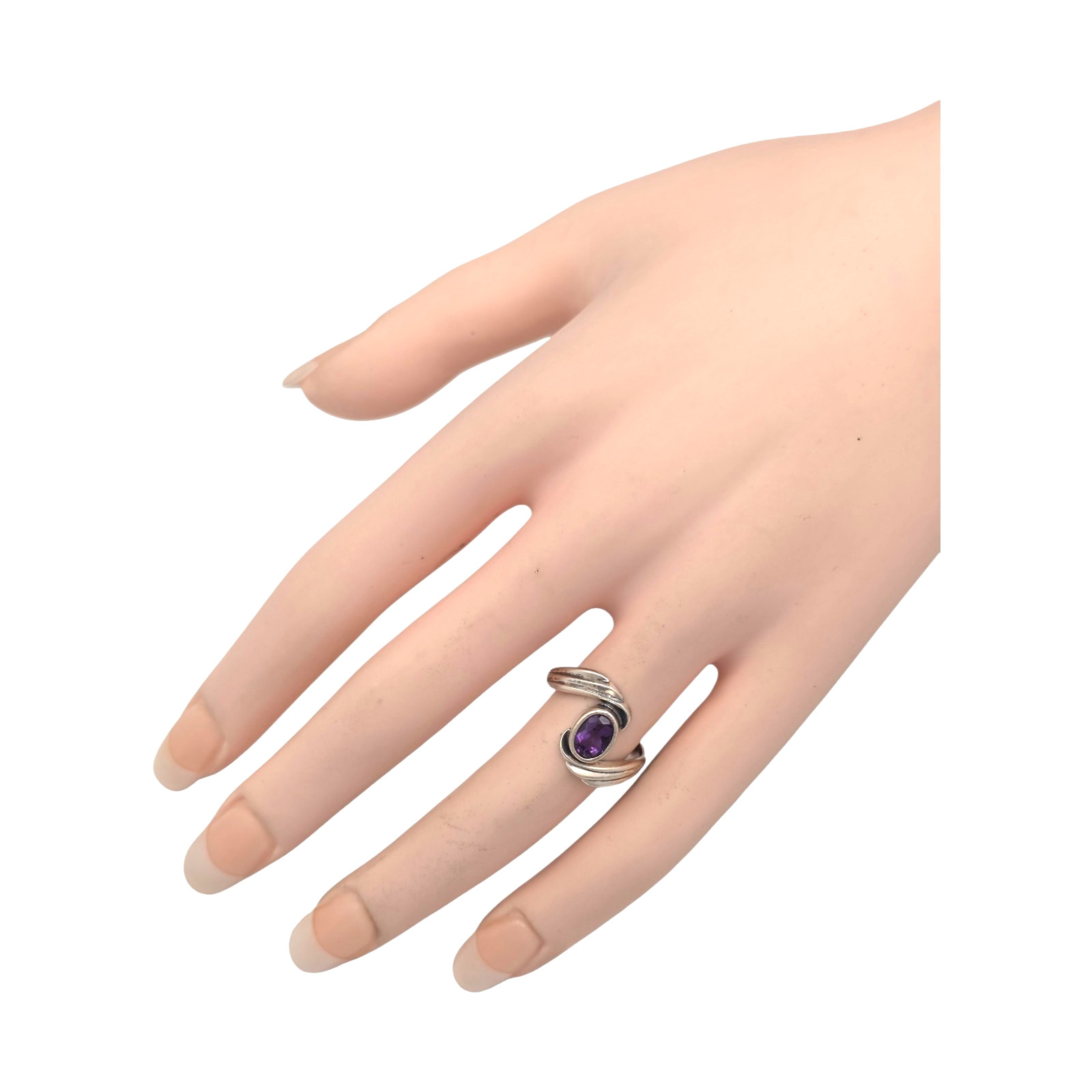 Vintage Sterling Silver Amethyst Bypass Solitaire Size 7 Ring 3.5gr #2150