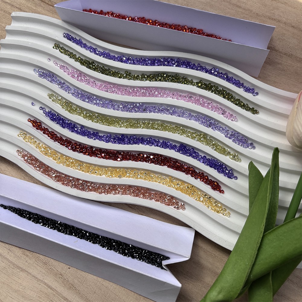 Fancy Color Small Size Loose Zirconia 100pcs 0.8mm-3.5mm for Jewelry DIY Rings