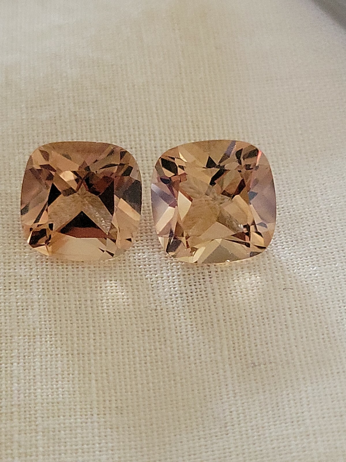 9.54 Ct 10mm Pair Natural Top Imperial Topaz Brazil Cushion Unheated Gemstone