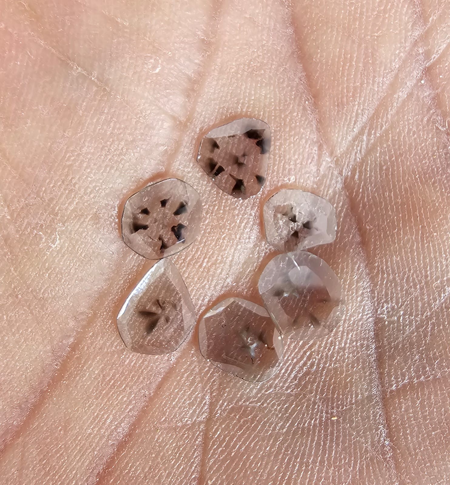 1.15CT (6pc) 6.00mm to 7.50mm , Trapiche diamond, Natural Slice (zimba polki)