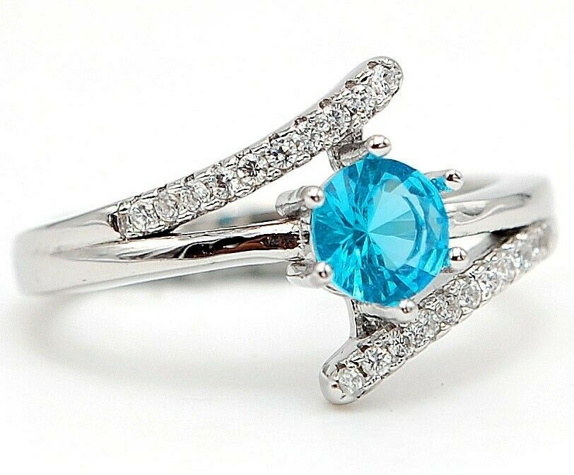 Heat Treated 1CT Blue Topaz 925 Solid Sterling Silver Ring Jewelry Sz 6 UB3-9
