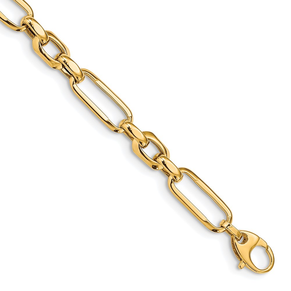 14k Yellow Gold Polished 7.8mm Fancy Figaro Link Charm Bracelet For Her 7.5″