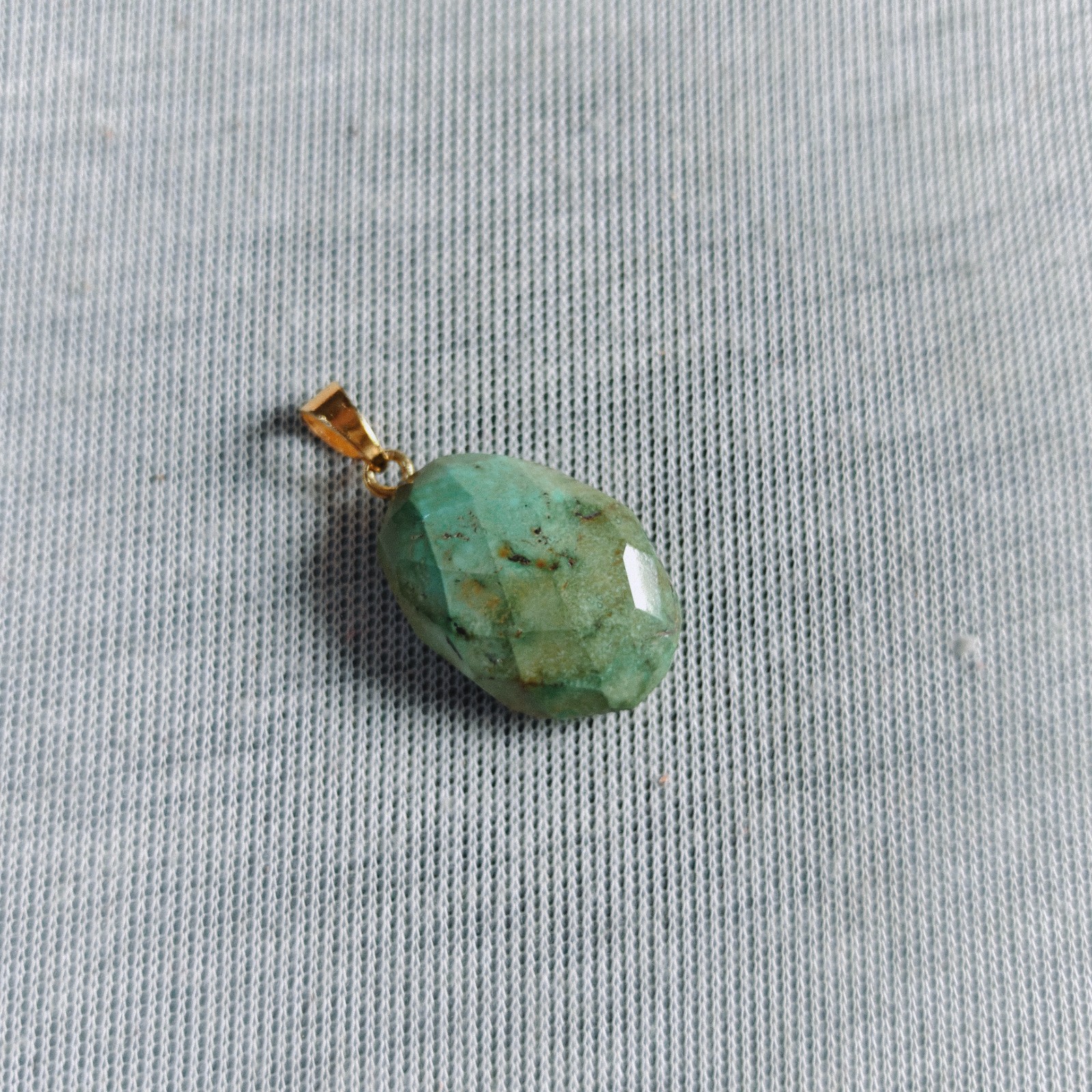 Natural Tibet Turquoise Oval Cut Beads Brass Pendant Handmade Gemstone Jewelry
