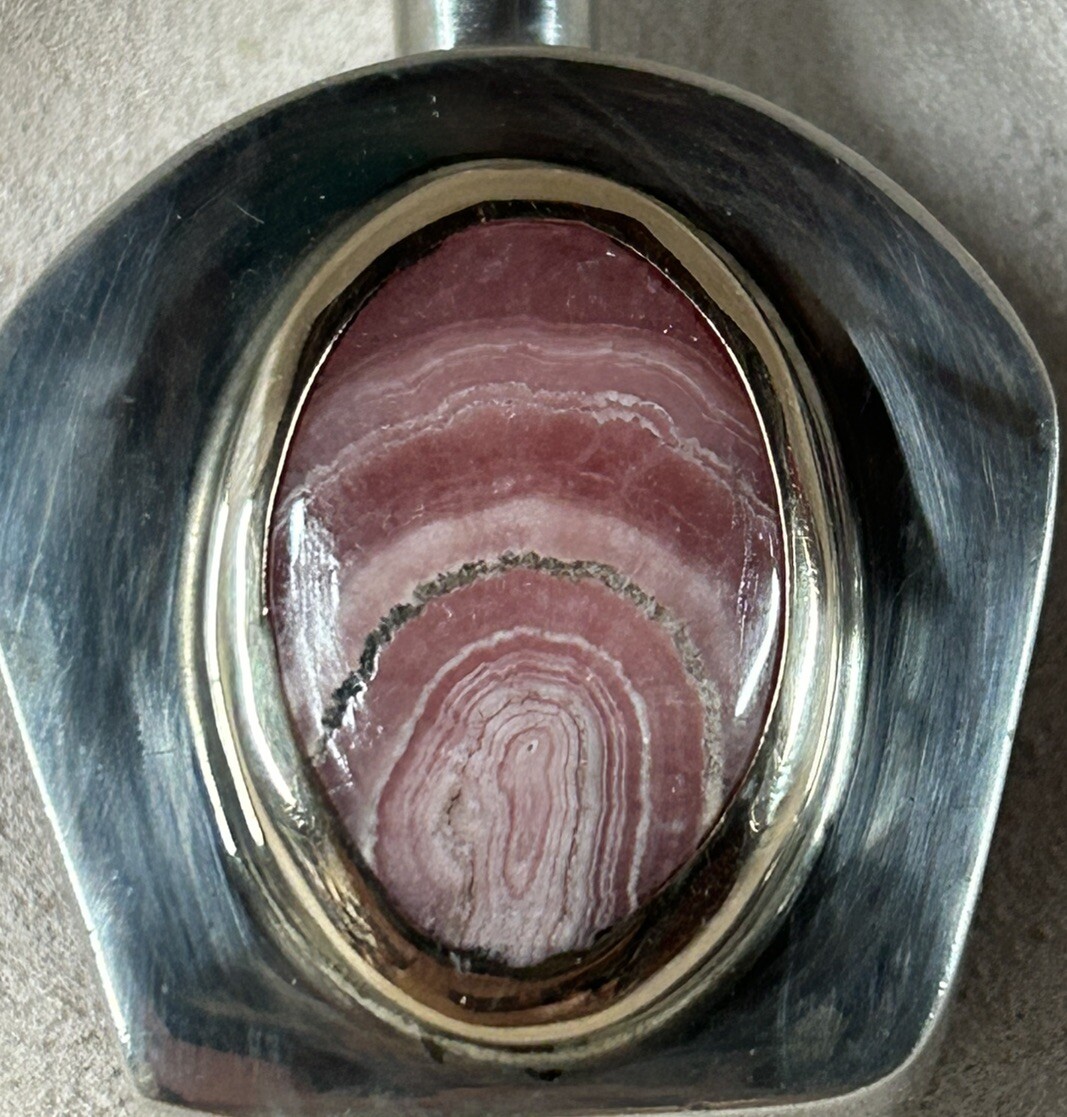 VTG Sterling Silver 14k Gold Rhodochrosite Perfume Bottle Pendant